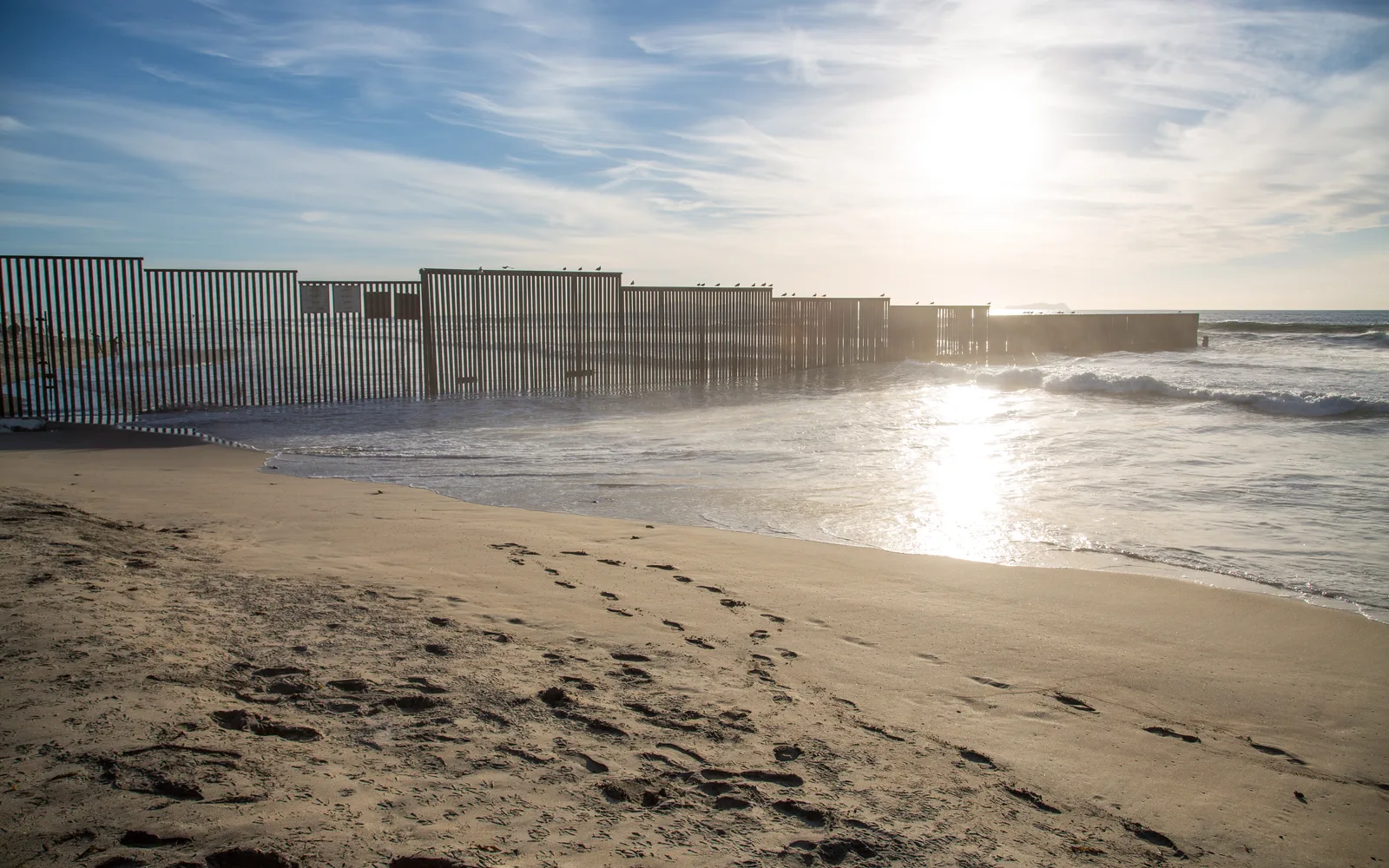 Border fence and landscape at the U.S.–Mexico border near Imperial Beach
